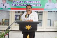 (Istimewa) : Kepala Dinas PMD Tanah Bumbu, Samsir Saat Berikan Sambutan di Acara Penilaian Lomba Desa Kelurahan