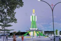 Penampakan Bangunan Bundaran Adipura di Perempatan Dinas PUPR Kabupaten Tanah Bumbu Yang Bakal Segera Dibangun