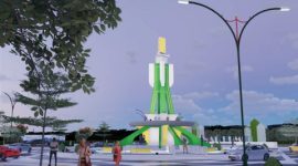 Penampakan Bangunan Bundaran Adipura di Perempatan Dinas PUPR Kabupaten Tanah Bumbu Yang Bakal Segera Dibangun