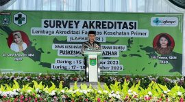 Mila / Bupati Tanah Bumbu dr HM Zairullah Azhar saat Berikan Sambutan Saat Acara Penyambutan Tim Survey Akreditasi Fasilitas Kesehatan Primer