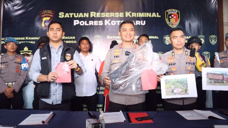 Kapolres Kotabaru AKBP Dr Tri Suhartanto Saat Perlihatkan Senpi Rakitan