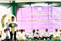 Wakil Ketua DPRD Tanah Bumbu, H Hasanuddin Saat Berikan Sambutan di Acara Perpisahan Bupati dr HM Zairullah Azhar di Pendopo Serambi Madinah Pemkab Tanah Bumbu